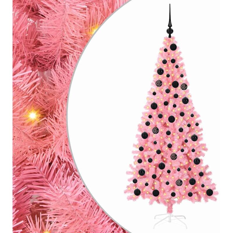 Weihnachtsbaum Mit 300 Leds Mit Ständer Rosa 180 Cm Pvc Vidaxl