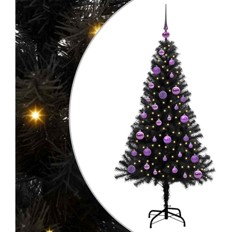 Weihnachtsbaum Mit 150 Leds Mit Ständer Schwarz 150 Cm Pvc Vidaxl