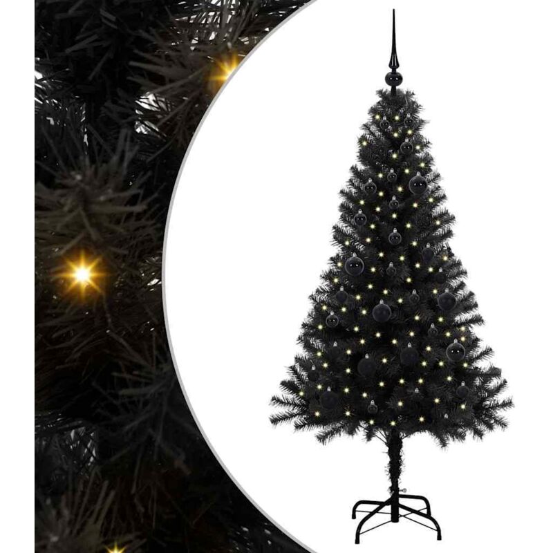 Weihnachtsbaum Mit 150 Leds Mit Ständer Schwarz 150 Cm Pvc Vidaxl