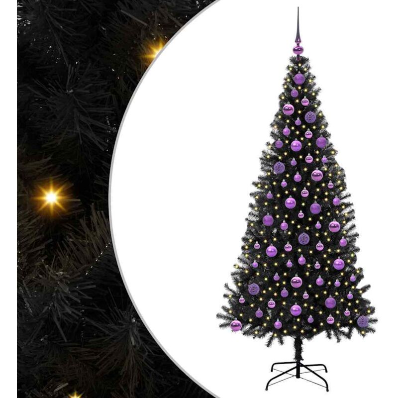 Weihnachtsbaum Mit 300 Leds Mit Ständer Schwarz 180 Cm Pvc Vidaxl
