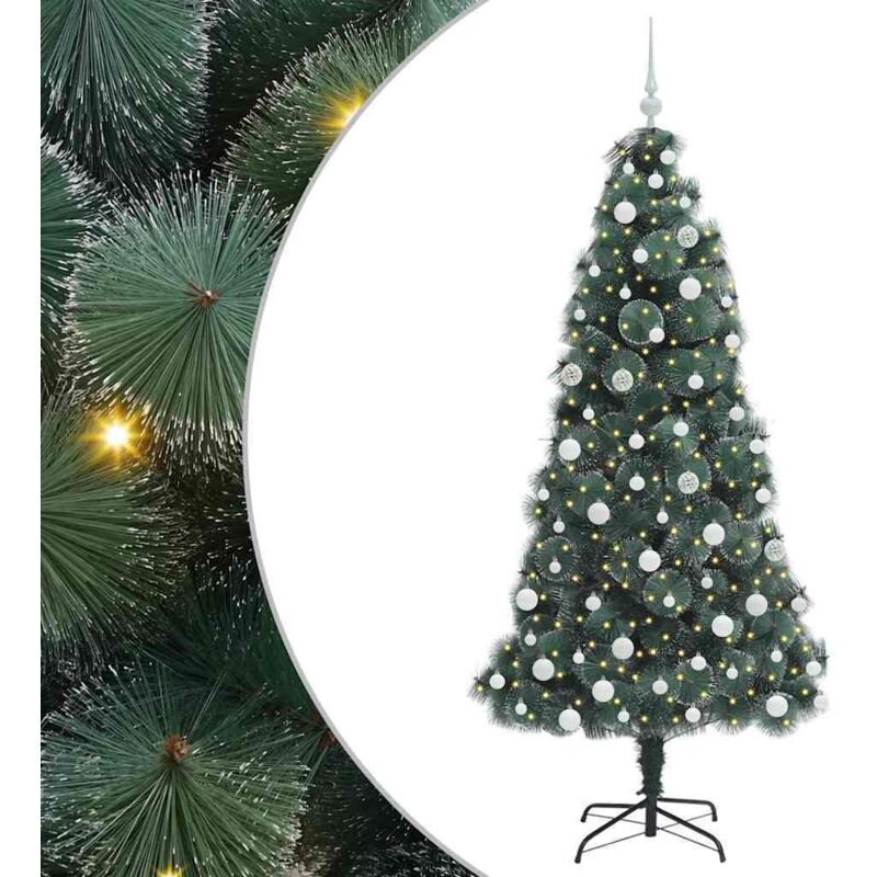 Künstlicher Vorbeleuchteter Weihnachtsbaum Mit Kugelset 180 Cm Vidaxl