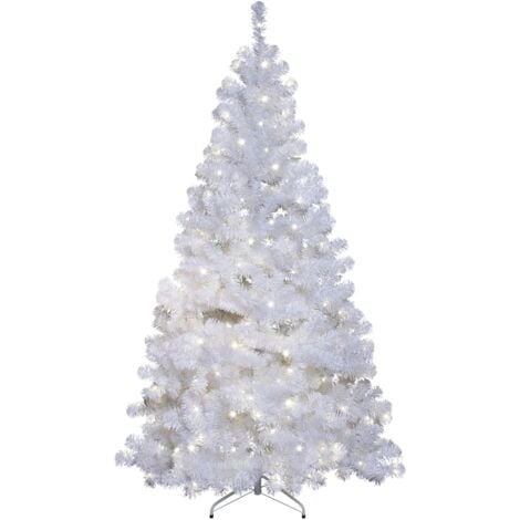 BEST SEASON Künstlicher Weihnachtsbaum Ottawa von Star Trading, Tannenbaum mit LED Lichterkette und Ständer in Weiß für innen und außen, weiß, Höhe: 2,1 m, IP44