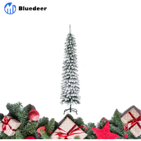 Künstlicher Weihnachtsbaum – schneebedeckt – schmales Design – feuerfest – 180 cm – Grün/Weiß