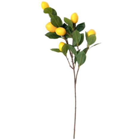 Künstlicher Zitronenzweig, 65 cm, mit grünen Blättern, zur Dekoration von Wohn- und Esszimmer
