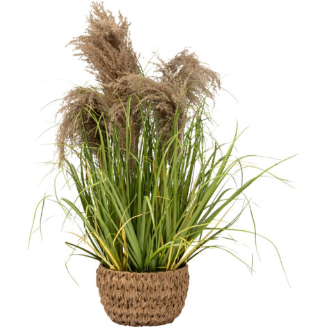 Künstliches Gras MAXIME im Flechttopf, 80 cm