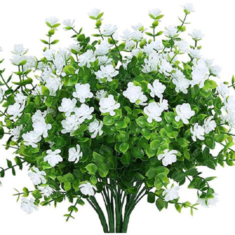 Künstliches Laub, 7 gabelförmige Eukalyptusrosen, Eukalyptusblätter aus Kunststoff
