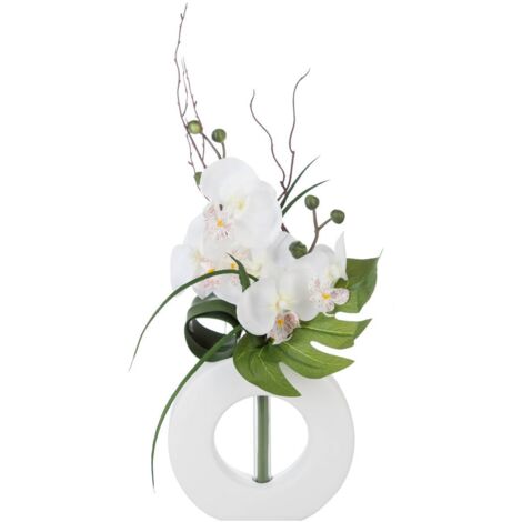 Künstliches Orchideenarrangement - Keramikvase - weiß H44 cm