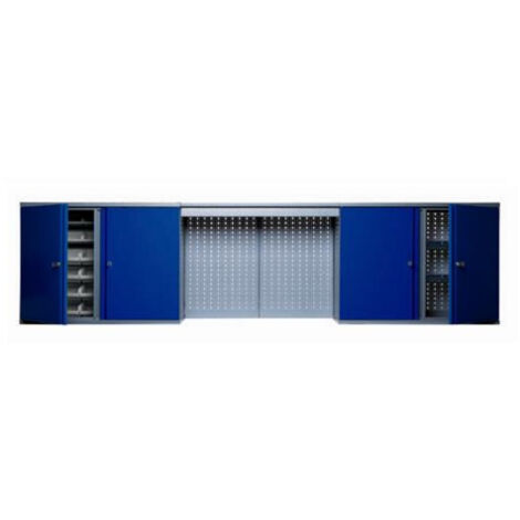 Küpper Hängeschrank 70187, 240 cm breit, 4 Fachböden, 36 Boxen, Lichtblende, ultramarinblau
