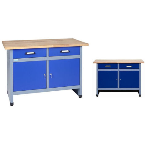Küpper Werkbank 12057, 120 cm breit, 2 Türen, 2 Schubladen, ultramarinblau