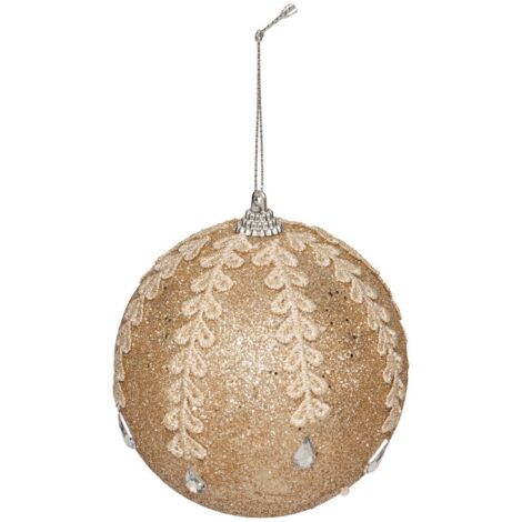Kugel aus Polystyrol mit Stickereien D.10cm Champagner - Feeric lights & christmas