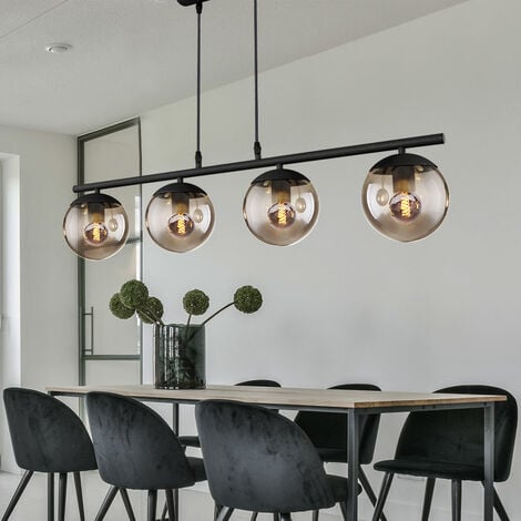 Kugel Design Decken Pendel Leuchte rauch Wohn Zimmer Beleuchtung Glas Lampe schwarz matt 