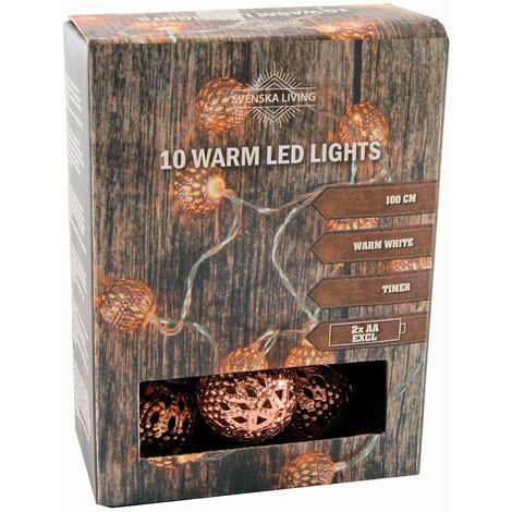 SPETEBO Kugel Lichterkette - 100 cm - Kupfer Kugeln 10 LED warmweiß - Weihnachten Deko Innen