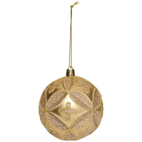 Kugel mit Glitterrelief D.8cm goldfarben - Feeric lights & christmas