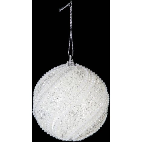Kugel mit Glitzerperlen D.8cm Polystyrol sortiert -