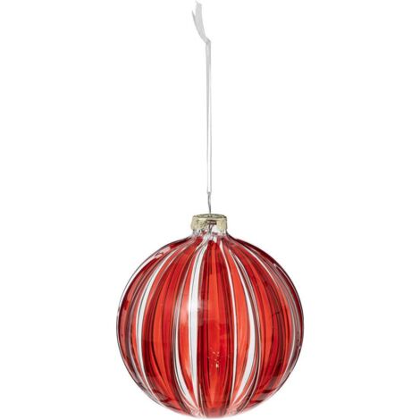 Kugel mit Streifen 8cm Glas rot - Feeric lights & christmas