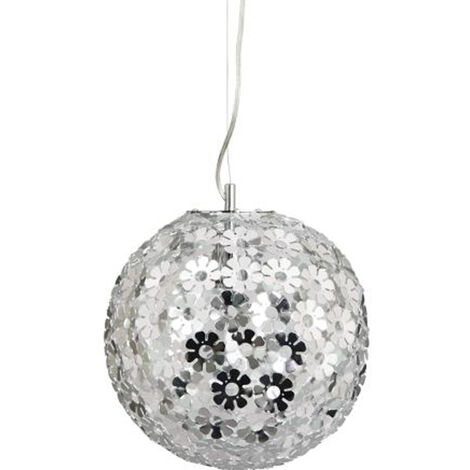 Kugel-Pendelleuchte aus verchromten Aluminiumblumen, stilvolles Design, Ø 30cm