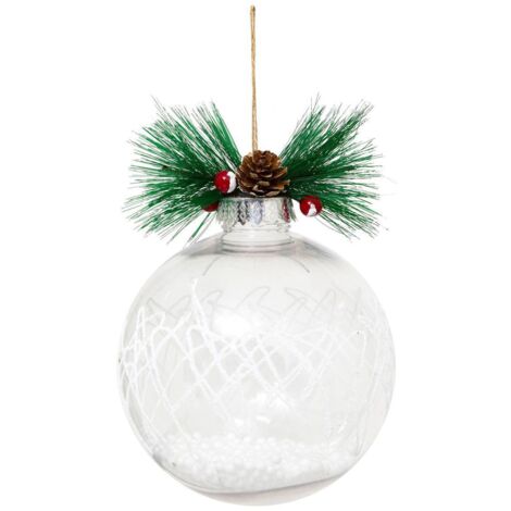Kugel Stechpalmenzweig innen Polystyrolkugeln D.15cm weiß - Feeric lights & christmas