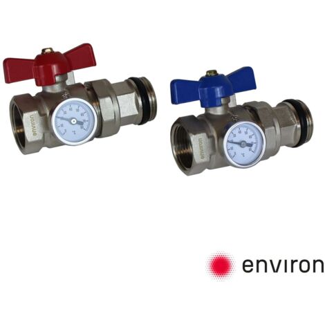 Kugelhahn-Anschluss-Set 1" für Heizkreisverteiler mit Thermometer