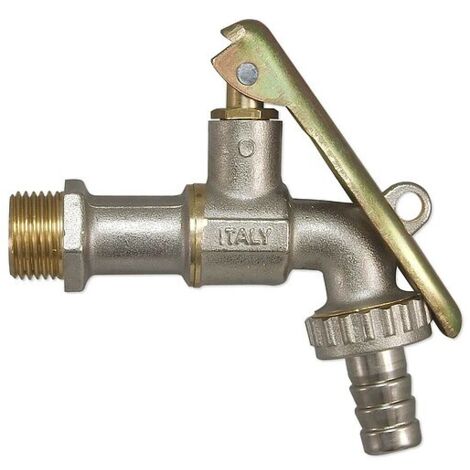 Kugelhahn Auslaufventil 1/2'' abschließbar - DN 15 - mit Schlosshalterung, Hebelgriff und Schlauchtülle 3/4''