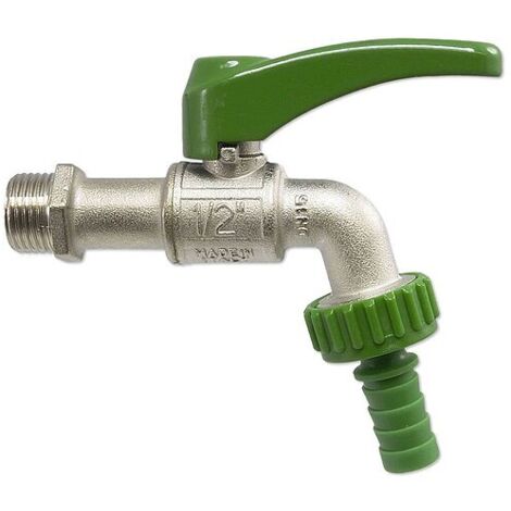 Kugelhahn Auslaufventil 1/2'' - DN 15 - mit Hebelgriff und FLEXIBLER Schlauchtülle 3/4''