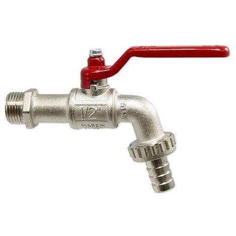 Kugelhahn Auslaufventil 1/2'' - DN 15 - mit Hebelgriff und Schlauchtülle 3/4''