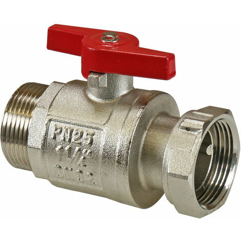 Kugelhahn mit Flügelgriff, 1 1/4"AG x 1 1/4" Überwurf  x Innen Ø 32mm