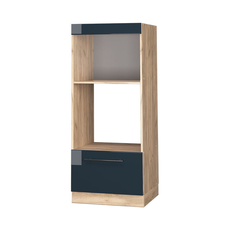 Vicco - Mikrowellenschrank Fame-line, Dunkelblau Hochglanz, 60 Cm Offen