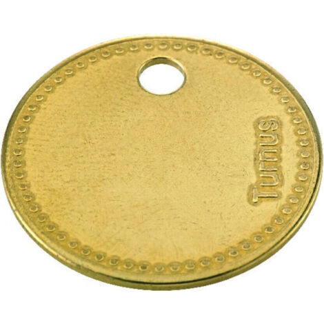 Kukko Werkzeugmarke Messing, Durchmesser 27mm, gelocht, mit Perlrand