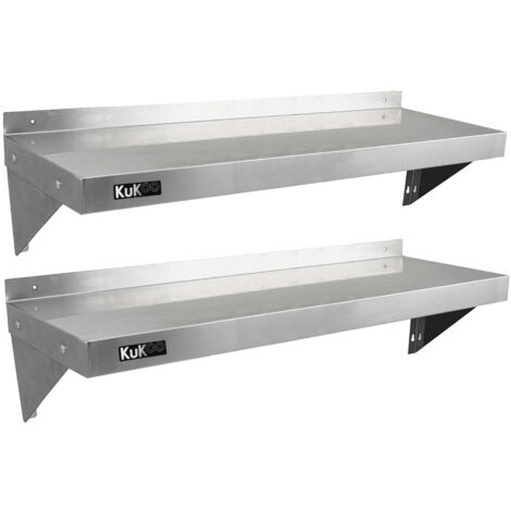 KuKoo 2 x Gastro Edelstahl Regal Wandregal Küchenregal Wandbord Gewürzregal 1250mm  x 300mm