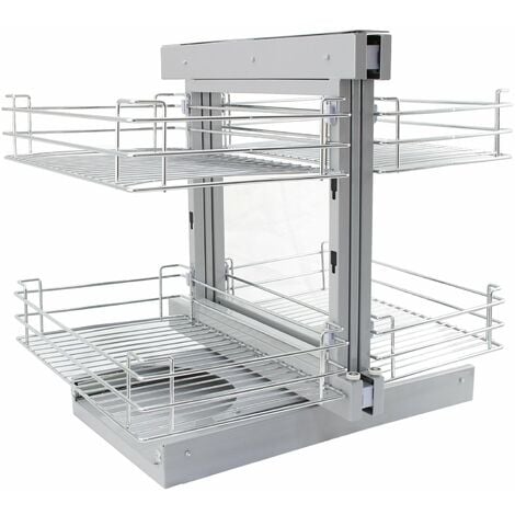 KuKoo – 4 Paniers Coulissants d’Angle, Côté Gauche, en Métal pour Placard ou Cabinet de Cuisine entre 80-90cm