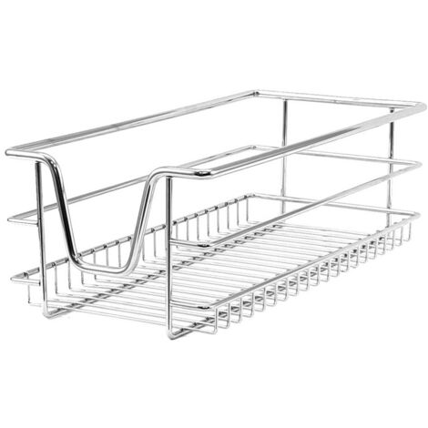 KuKoo 4 x Kitchen Pull Out Soft Close Baskets, 300mm Wide Cabinet, Slide Out Wire Storage Drawers - Silver