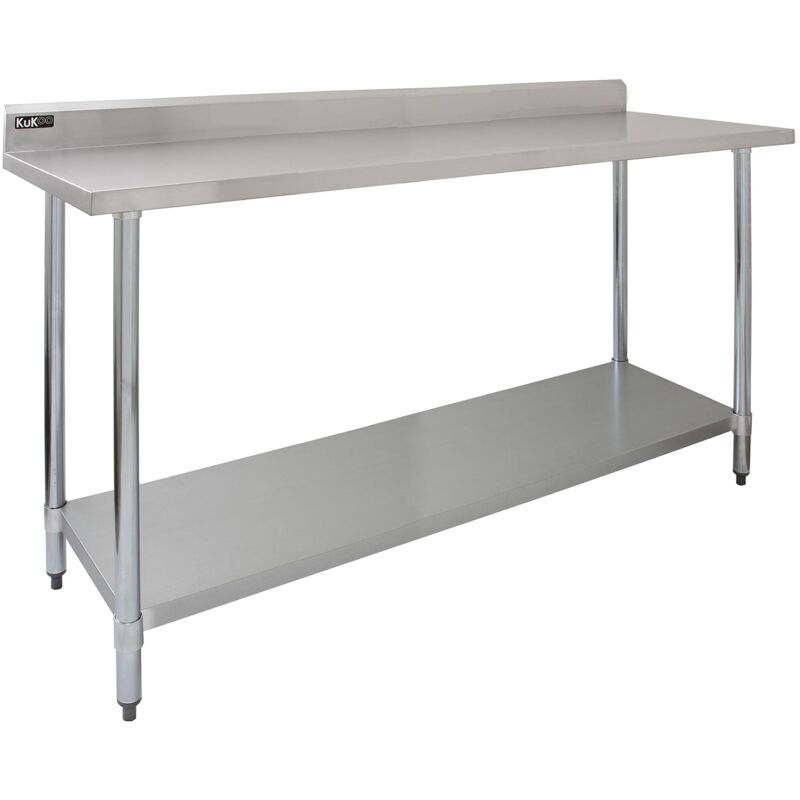 Kukoo - 6ft Food Preparation Kitchen Catering Table, Stainless - Silver