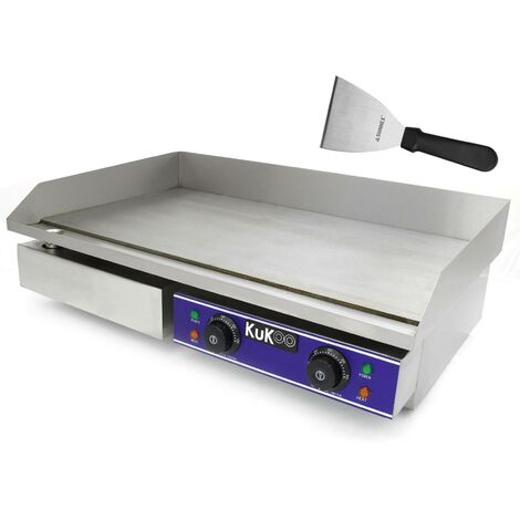 main image of "KuKoo 70cm Wide Electric Griddle with Black Stainless Steel Griddle Scraper"