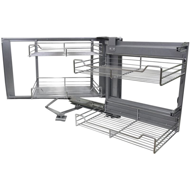 4 Paniers Coulissants d'Angle Côté Droit en Métal pour Placard ou Cabinet de Cuisine entre 90 – 100cm - Kukoo