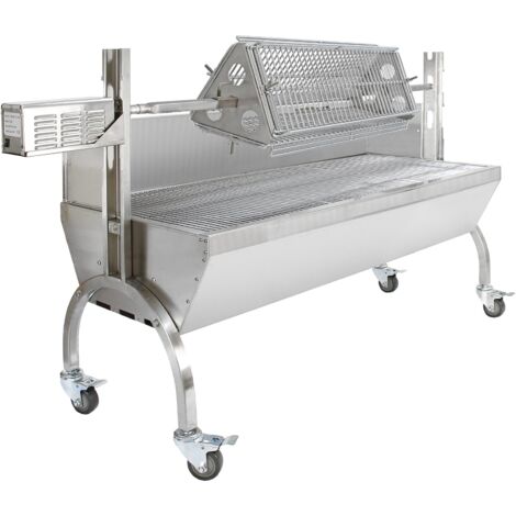 Kukoo-Asador Giratorio de Cerdo 90kg Barbacoa para Asar Cerdo Carne Parrilla Asador de Saliva de Cordero Grill Rosticería 3 Alturas Ajustables Espetón Motorizado,Cuchillo+Tenedor Trinchantes GRATIS