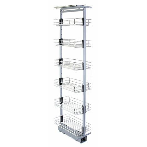 Kukoo – Garde-manger coulissant en acier inoxydable 170-195 cm – Fermeture amortie – 6 paniers grillagés – Capacité 15-20 kg par panier - B01NBKKHJF
