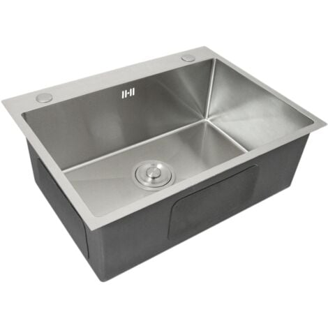 MONSTER SHOP KuKoo - Lavello da Cucina Singolo Acciaio Inox Squadrato Satinato Resistente Corrosione Lavabo Sottotop Sottopiano Sotto-Piano Integrato Lavandino Integrato Tappo Filtro e Scarico Inclusi per Uso Comm