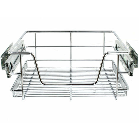 Kukoo – Lot de 2 paniers coulissants en acier inoxydable 430mm P x 364mm L x 140mm H – Capacité 15-20kg – Système de fermeture amortie