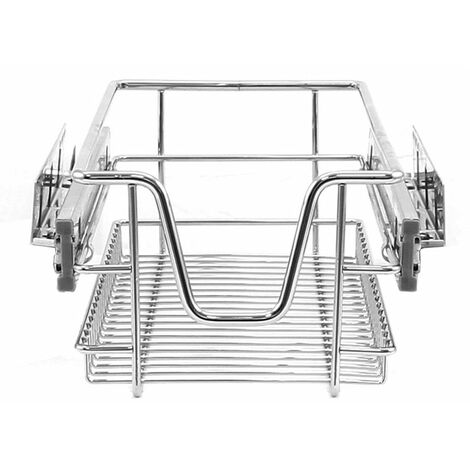 Kukoo – Lot de 3 paniers coulissants 430mm P x 264mm L x 140mm H – Acier inoxydable – Capacité 15-20kg – Système de fermeture amortie