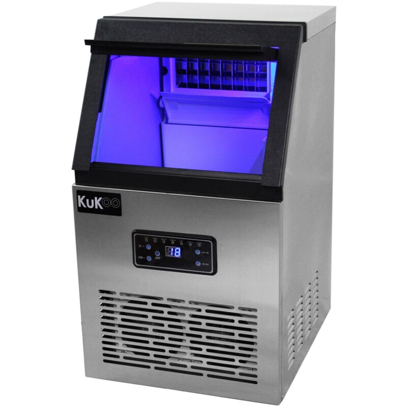 Machine à Glaçons Professionnelle en Inox pour Restaurants, Bars et Salon de Thé, 40kg de Glaçons en 24h, Broyeur à glace pilée GRATUIT Offert