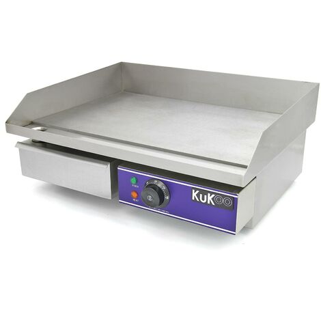 KuKoo Plancha Plaque de Cuisson Grill Electrique Professionnelle en Acier Inoxydable de 50cm - Argent