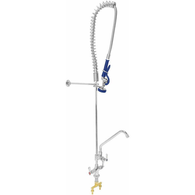 Kukoo - Robinet de pré-rinçage , robinet de mélangeur d'évier de cuisine commerciale extractible, double piédestal monté sur le pont