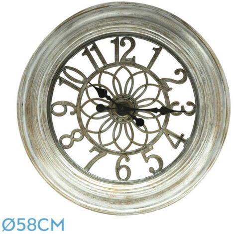Kumico Orologio da parete in argento 58d con aghi industriali retrò di grandi dimensioni
