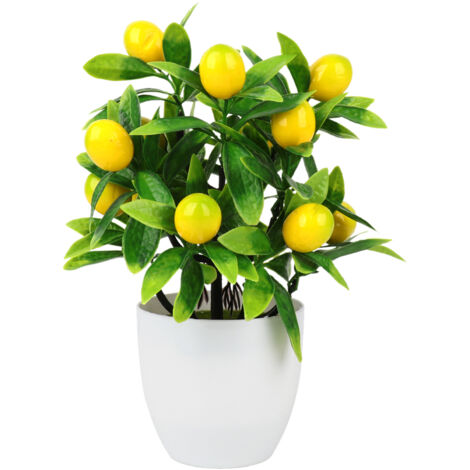 Kumquat Citron en Pot en Pot Artificiel en Pot Citron Fruit avec Pot De Fleur Simulation Citron Inserts Maison Arrangement De Fleurs Décoration De Bureau (1)