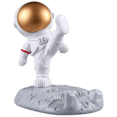 Kung-Fu-Astronauten-Handyhalter aus Kunstharz – Dekoration für Zuhause, Büro und Auto – Niedlicher Smartphone-Halter (Gold)
