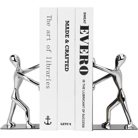 Kung-Fu-Mann-Buchstützen in Humanoid-Form für Zuhause, Büro, Bibliothek und Schule, Dekorative Buchstützen, Kung-Fu-Mann (Silber)