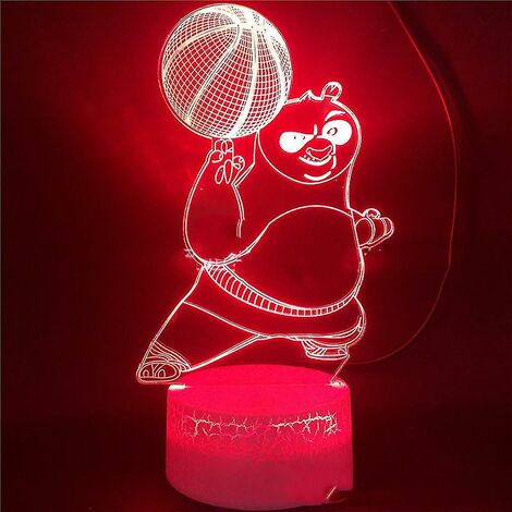 Kung Fu Panda 3d Led Veilleuse Chambre Lampe De Table Couleur Changeante
