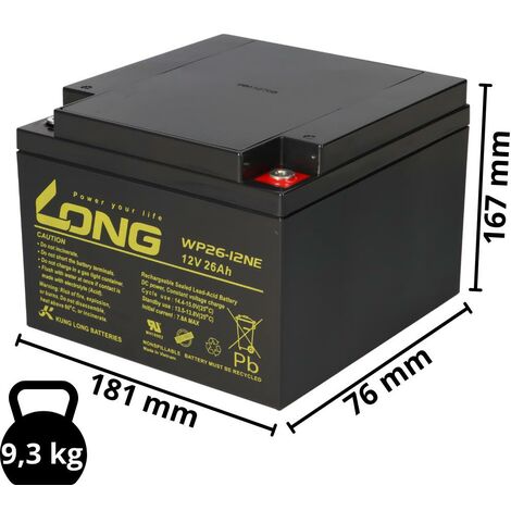 Kung Long Akku 12V 26Ah Pb Batterie Bleigel WP26-12NE zyklenfest