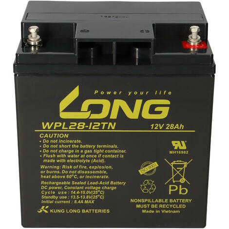 KUNGLONG Kung Long Akku 12V 28Ah Pb Batterie Bleigel WPL28-12TN Longlife