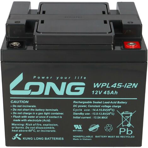 Kung Long Akku 12V 45Ah Pb Batterie Bleigel WPL45-12N Longlife